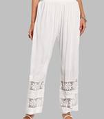 Hand embroidered white rayon lucknowi chikankari palazzo