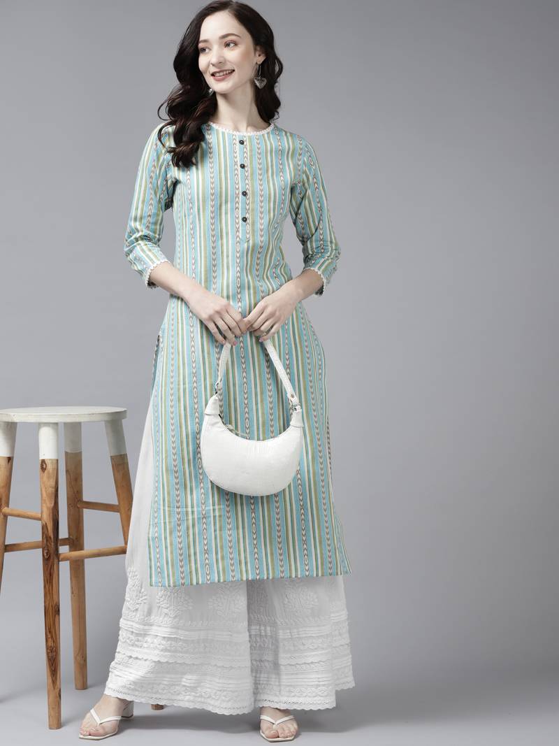 Hand embroidered white rayon cotton lucknowi chikan palazzo