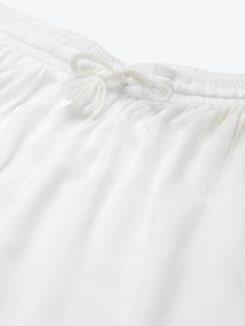 Hand embroidered white rayon cotton lucknowi chikan palazzo