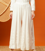 Hand embroidered white rayon lucknowi chikankari palazo
