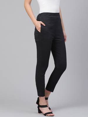 Hand embroidered black cotton lucknowi chikankari trouser 3