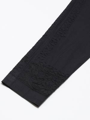Hand embroidered black cotton lucknowi chikankari trouser 6