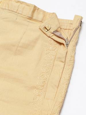 Hand embroidered fawn cotton lucknowi chikankari trouser 6