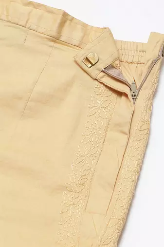 Hand embroidered fawn cotton lucknowi chikankari trouser