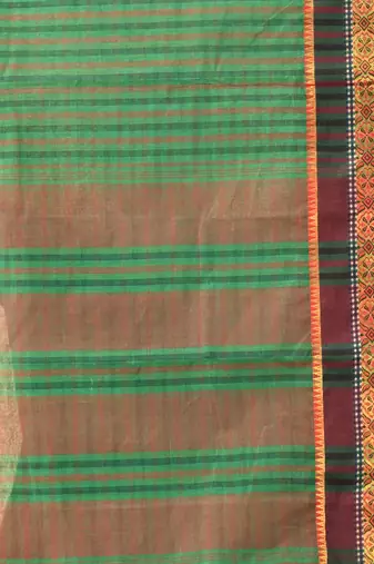 Green bengal tant pure cotton saree with zari border