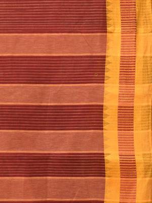 Maroon bengal tant pure cotton saree with yellow border 4