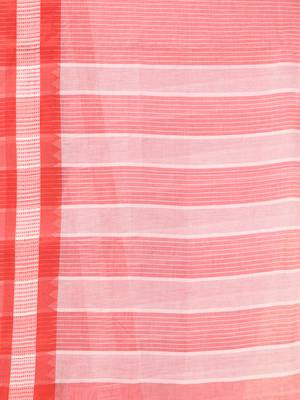 Red bengal tant pure cotton saree with red border 4