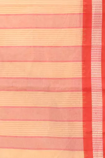 Beige bengal tant pure cotton saree with red border