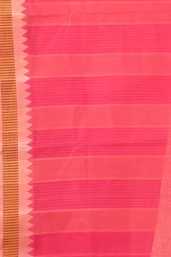 Pink bengal tant pure cotton saree with yellow border