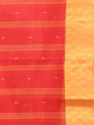 Red tant pure cotton saree with zari border 4