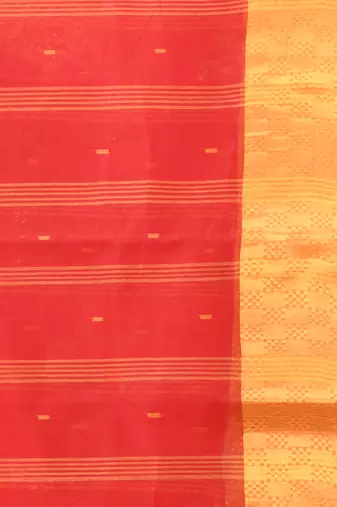 Red tant pure cotton saree with zari border