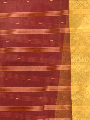 Maroon tant pure cotton saree with zari border 4