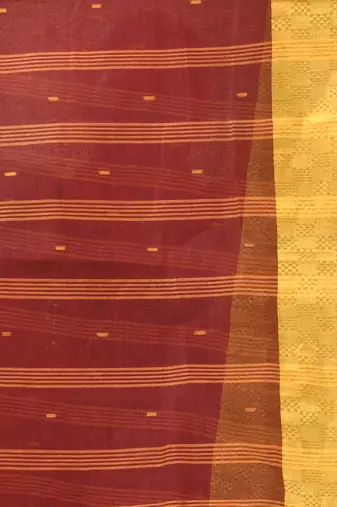 Maroon tant pure cotton saree with zari border