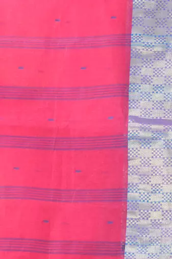 Pink tant pure cotton saree with zari border