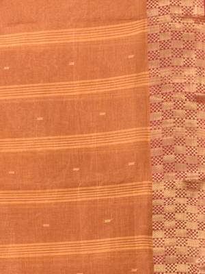 Brown tant pure cotton saree with zari border 4