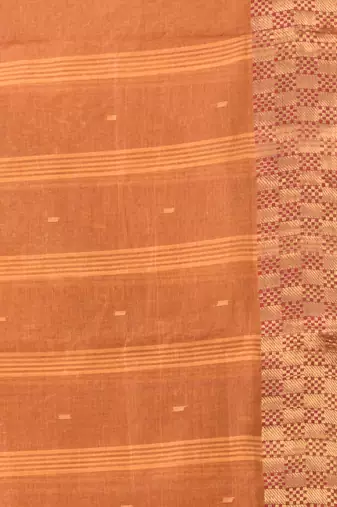 Brown tant pure cotton saree with zari border
