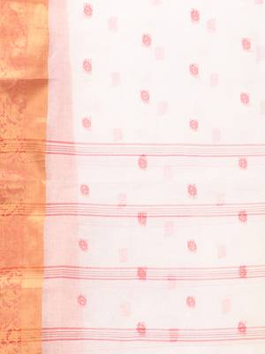 White tant pure cotton saree with zari border 4