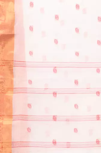White tant pure cotton saree with zari border
