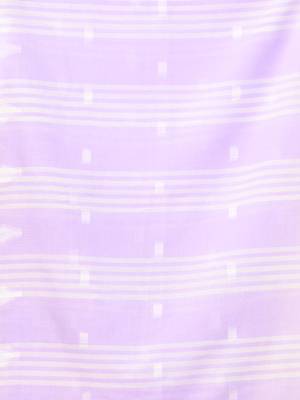 Lavender soft cotton saree with subtle striped pallu 4