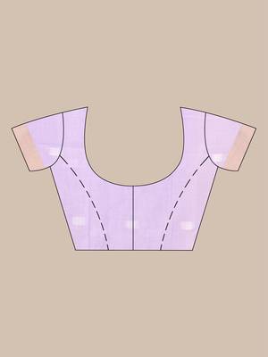 Lavender soft cotton saree with subtle striped pallu 5