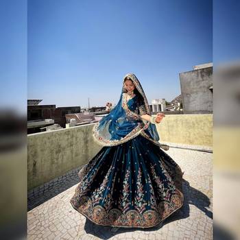 Blue Thread & sequin Work Lehenga Choli Set  1
