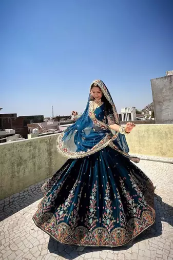 Blue Thread & sequin Work Lehenga Choli Set 