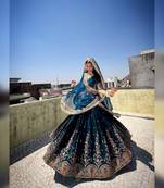 Blue Thread & sequin Work Lehenga Choli Set 
