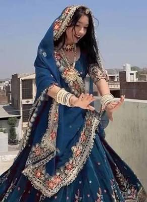Blue Thread & sequin Work Lehenga Choli Set  2