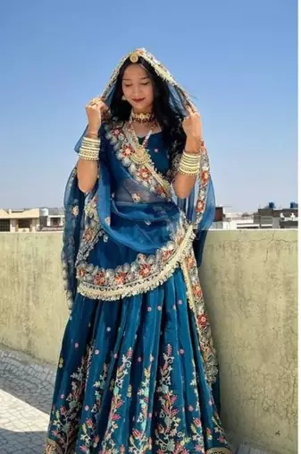 Blue Thread & sequin Work Lehenga Choli Set 