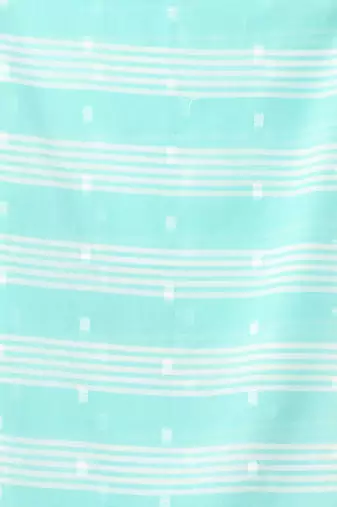 Aqua blue soft cotton saree with subtle striped pallu