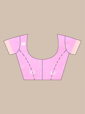 Pink soft cotton saree with subtle striped pallu 5