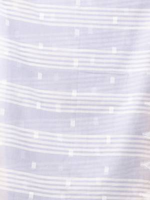 Grey soft cotton saree with subtle striped pallu 4