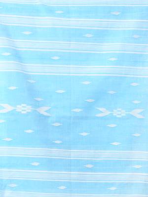 Lavender and white handwoven cotton saree with all-over stripes and textured pallu 4