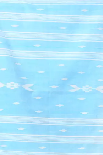 Lavender and white handwoven cotton saree with all-over stripes and textured pallu
