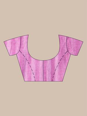 Lavender and white handwoven cotton saree with all-over stripes and textured pallu 5
