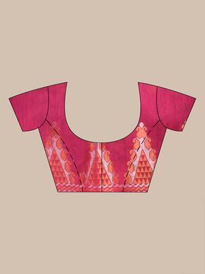 Royal blue and pink cotton blend saree with ethnic motifs 5