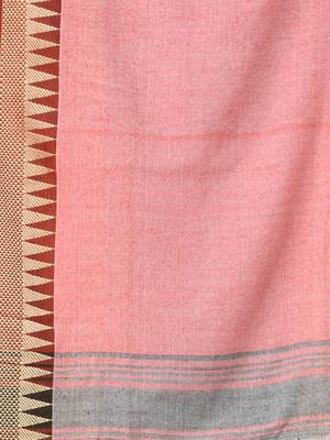 Grey and maroon cotton blend saree with black contrast border 4