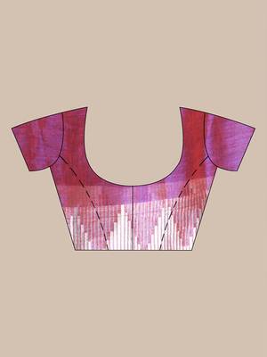 Magenta and white tissue saree with woven geometric border 5