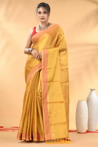 Yellow golden glow tissue saree