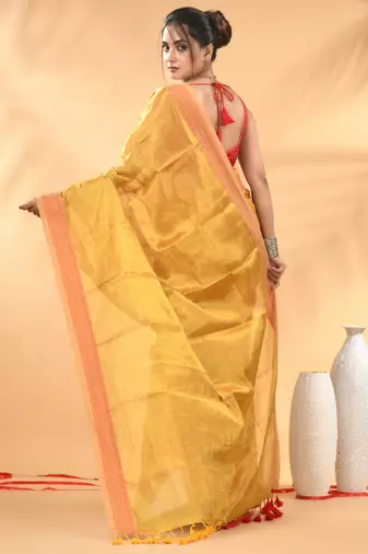 Yellow golden glow tissue saree