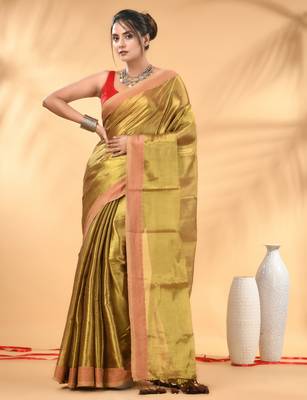 Golden glow tissue saree 1