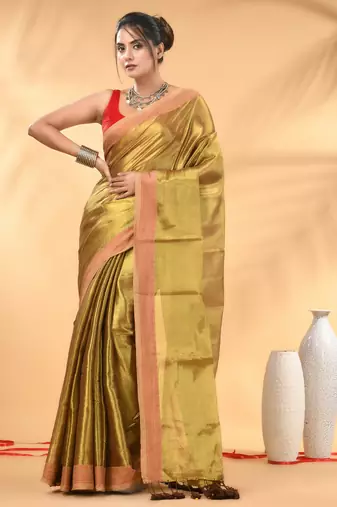 Golden glow tissue saree