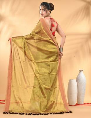 Golden glow tissue saree 3