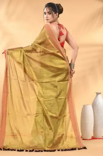 Golden glow tissue saree