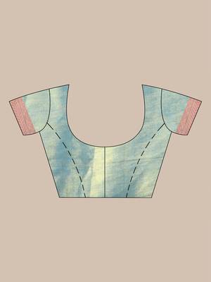 Sky blue golden glow tissue saree 5