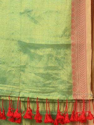 Sea green golden glow tissue saree 4