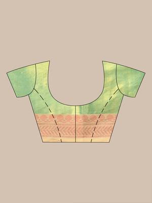 Sea green golden glow tissue saree 5