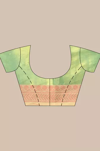 Sea green golden glow tissue saree