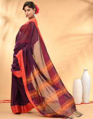 Purple soft mulmul cotton saree 2