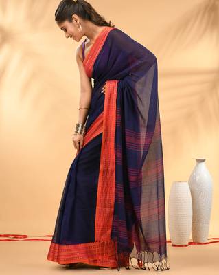 Blue soft mulmul cotton saree 2